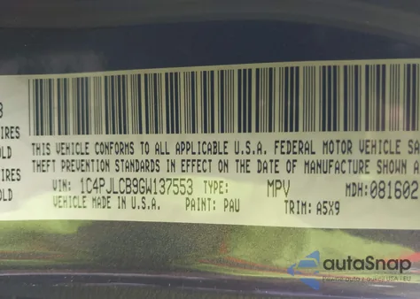 2016 Jeep Cherokee Latitude from USA, damaged, VIN 1C4PJLCB9GW137553